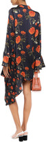 Thumbnail for your product : Mother of Pearl April Asymmetric Floral-print Satin Mini Shirt Dress