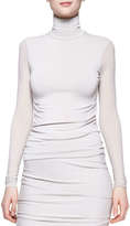 Thumbnail for your product : Donna Karan Sheer-Sleeve Turtleneck Top, Dust