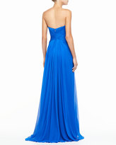 Thumbnail for your product : Monique Lhuillier Silk Strapless Sweetheart Draped Gown
