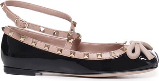 Valentino Garavani Rockstud patent leather ballet flats - ShopStyle