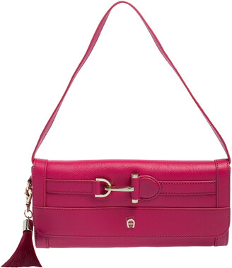 Aigner Pink Leather Cavallina Flap Clutch Bag - ShopStyle
