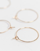 Thumbnail for your product : Weekday 3 pack hooped earring pack in gold