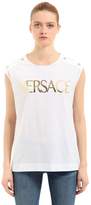 Versace Logo Printed Cotton Jersey T-Shirt