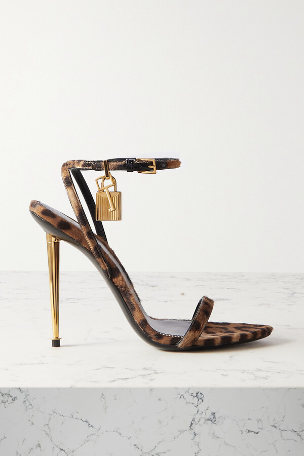 Tom Ford Padlock Embellished Leopard-print Calf Hair Sandals - Animal print  - ShopStyle