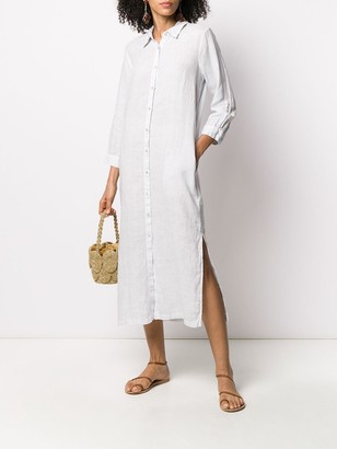 120% Lino Long-Sleeve Shirt Dress