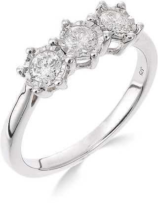 Love Diamond 9Ct White Gold 50 Point Diamond Trilogy Ring