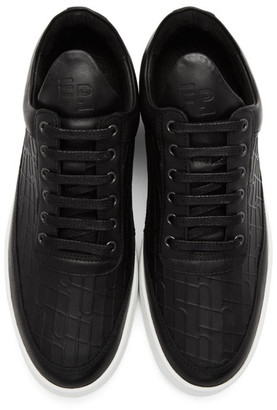 Filling Pieces Black Croc Low Top Ripple Sneakers