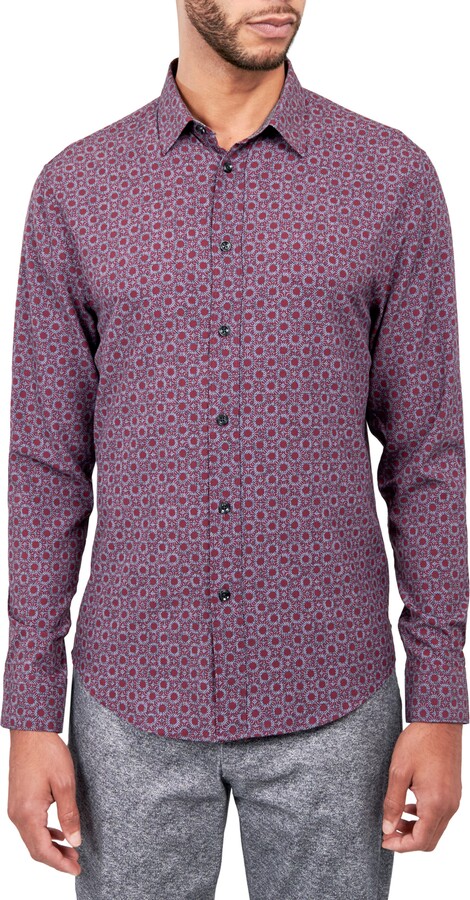 Brooklyn Brigade Slim Fit Medallion 4-Way Stretch Performance Long Sleeve Shirt