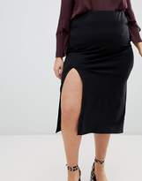 Thumbnail for your product : ASOS Curve DESIGN Curve midi skirt with front split