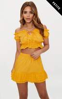 Thumbnail for your product : PrettyLittleThing Petite Mustard Broderie Anglaise Detail Mini Skirt
