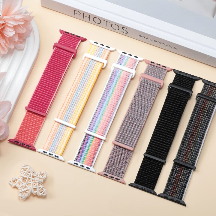 HUBANDE Nylon Loop Strap for Apple Watch Band 46mm 40mm 44mm 45mm 42mm 41mm 38mm Smart Belt Bracelet for IWatch Ultra 49mm 8/7/6/SE/5/4