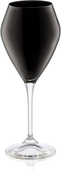 Classic Touch ClassicTouchSetof6BlackV-ShapedWineGlasseswithClearStem-14oz.