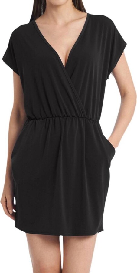 Jordan Taylor V-Neck Surplice Dress In Black