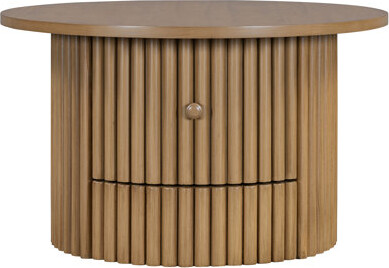 George Oliver Living Room Rustic Coffee Console - Round With Drawer And Robust Vertical Slat Table