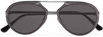 Tom Ford Aviator-style Gunmetal-tone Mirrored Sunglasses - Silver