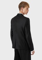 Thumbnail for your product : Emporio Armani Worsted virgin wool jacket with satin shawl lapels