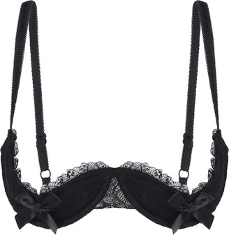 Sexy Womens Lingerie See Through 1/4 Cups Bralette Sheer Lace