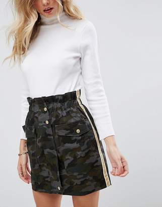 ASOS Puffer Camo Skirt With Side Stripe Detail