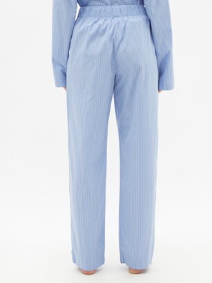 Tekla Drawstring Organic-cotton Poplin Pyjama Trousers - Blue Stripe