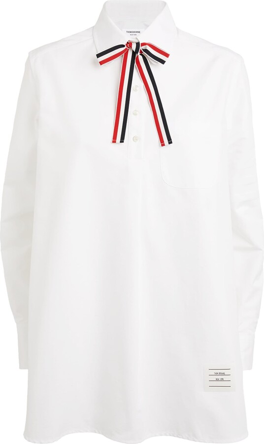 Thom Browne 4-Bar Stripe Bow-tie Shirt