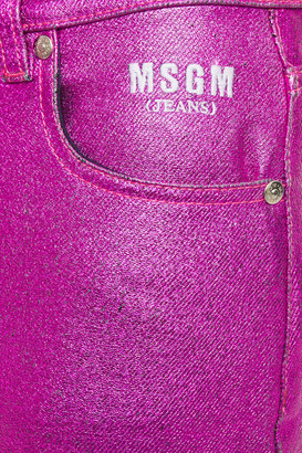 MSGM Metallic Coated High-rise Straight-leg Jeans