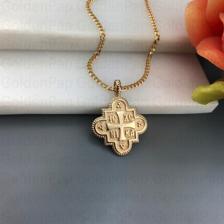 Etsy 14K Solid Gold Pendant, Ic Xc Nika