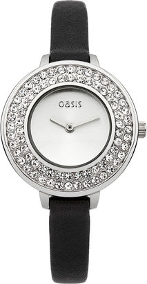 Oasis Black leather Strap Watch