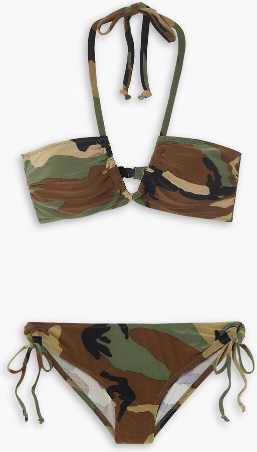 Omo By Norma Kamali Jason camouflage-print halterneck bikini ...