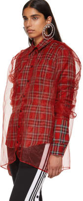 Y/Project Red Organza Layered Check Shirt