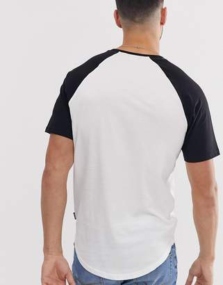 ONLY & SONS raglan sleeve t-shirt with curve hem