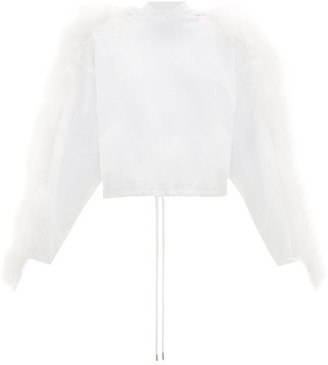 Christopher Kane Feather-trimmed Cotton Hooded Sweatshirt - White