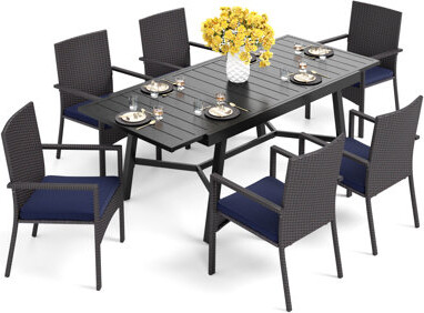 Lark Manor Alyah 6 Person Outdoor Dining Set,patio Dining Table & Metal Dining Chairs, Dining Furniture Set For Patio, Deck, Yard, Porch