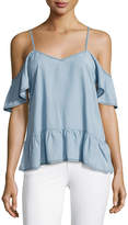 Thumbnail for your product : Paige Mitzi Cold-Shoulder Chambray Top, Indigo