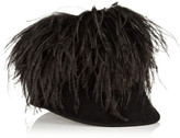 Thumbnail for your product : Lanvin Feather-embellished rabbit-felt riding cap