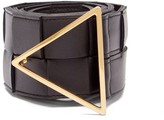 Thumbnail for your product : Bottega Veneta Triangle-buckle Intrecciato-leather Belt - Black