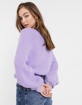 Thumbnail for your product : Bershka knit crew neck jumper in lilac
