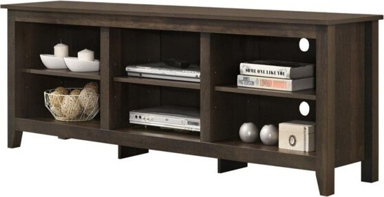 AZL1 Life Concept AZL1LifeConceptTVStandsandConsoleswithOpenStorageShelvesandCableManagementHolesEntertainmentUnitforLivingRoomBrown