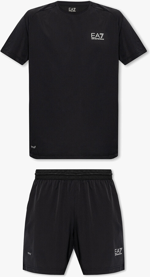 EA7 Emporio Armani Training T-shirt And Shorts Set  - Black