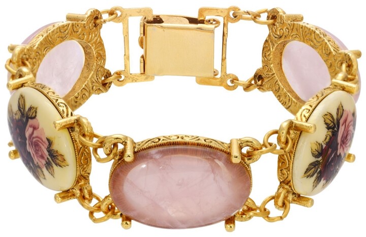2028 Gold-Tone Rose Quartz Manor House Link Bracelet