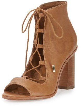 Joie Cordelia Lace-Up Open-Toe Chunky-Heel Bootie, Whiskey