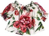 Thumbnail for your product : Dolce & Gabbana Rose Printed Cotton Poplin Top