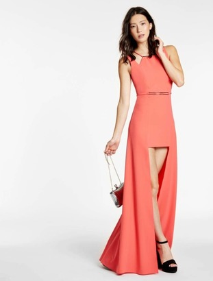 Halston Hi Lo Crepe Gown with Hardware Insert