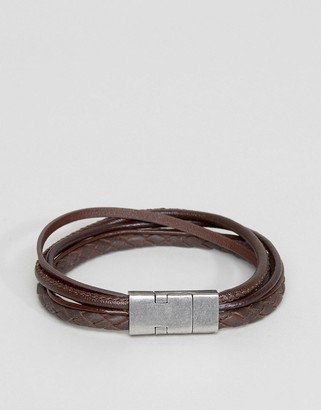 Seven London Leather Multi Bracelet In Brown