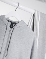 Thumbnail for your product : adidas 3-Stripe Hoodie In Medium Grey Heather & White
