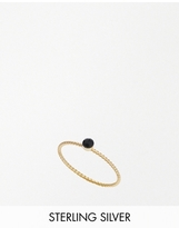 Thumbnail for your product : ASOS Gold Plated Sterling Silver Stone Ring - Black