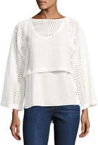 Thumbnail for your product : Derek Lam 10 Crosby 2-in-1 Crochet Top W/ Poplin Underlay, White