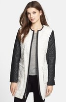 Thumbnail for your product : Vince Camuto 'Teddy Bear' Faux Leather Sleeve Faux Fur Jacket (Online Only)