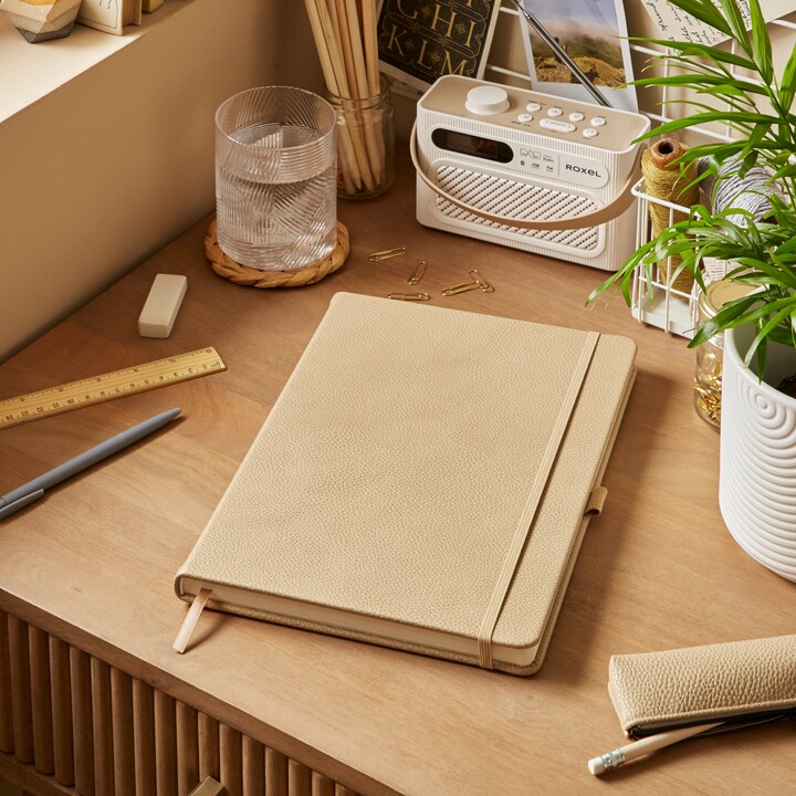 Dunelm Waters and Noble Premium Faux Leather A4 Notebook Warm Sand