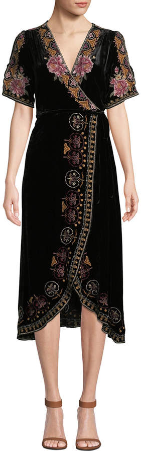 johnny was joanna velvet wrap dress