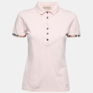 Burberry Light Pink Cotton Knit Polo T-Shirt S